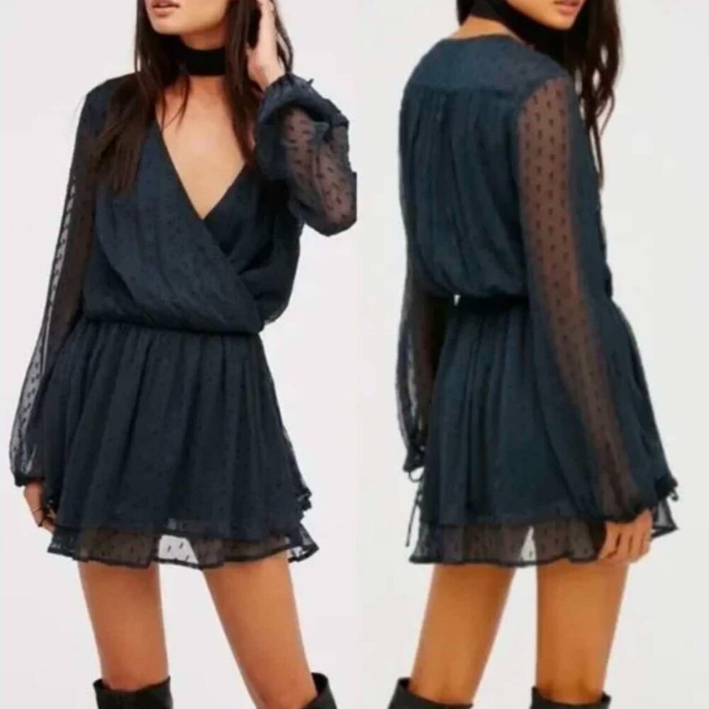 Free People Womens Daliah Peasent Blouson Mini Dress Green